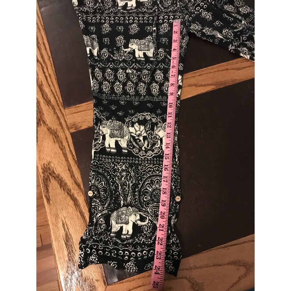 Anthro Lilka Elephant Print Jumpsuit S Jaipur Button Front Boho - Picture 7 of 12
